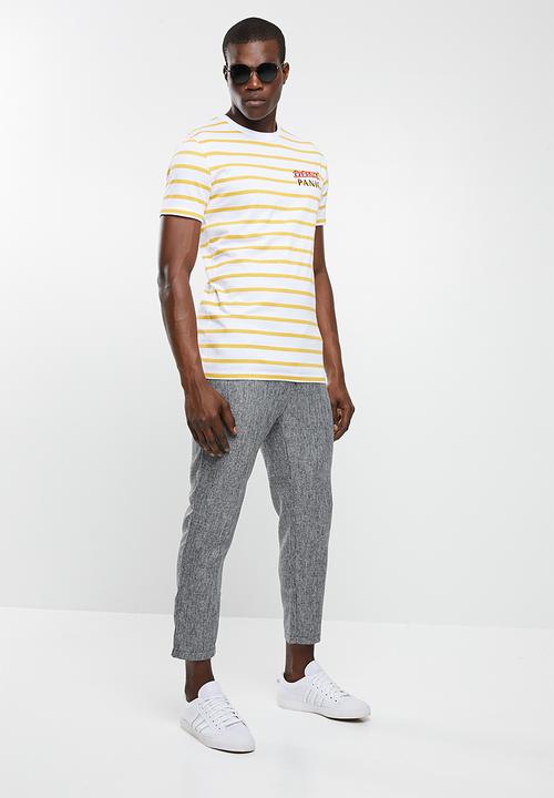 Superbalist - Stripe graphic crew neck tee - white & yellow