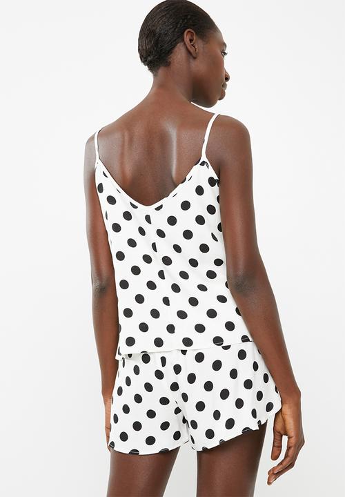 Superbalist - Sleep cami and shorts set - white & black 