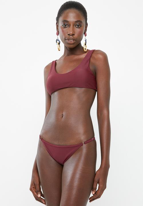 burgundy bikini bottom