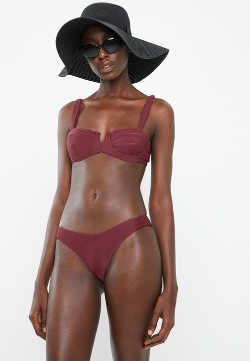 Bacon Bikinis - Retro bikini  bottom - burgundy