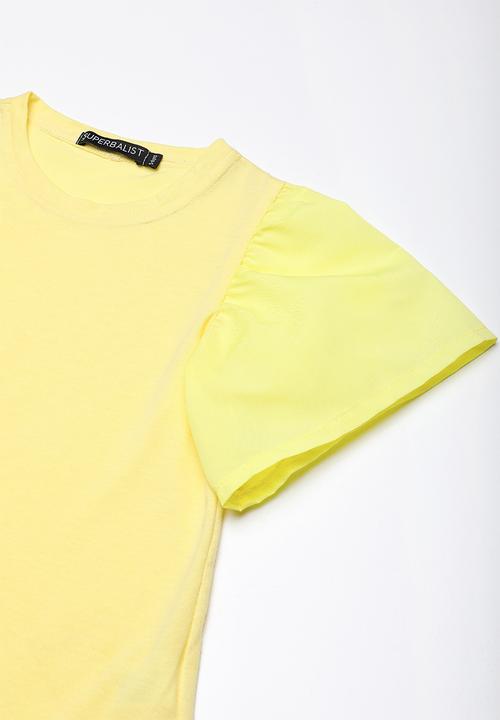 Superbalist - Woven knit ruffle tee - yellow