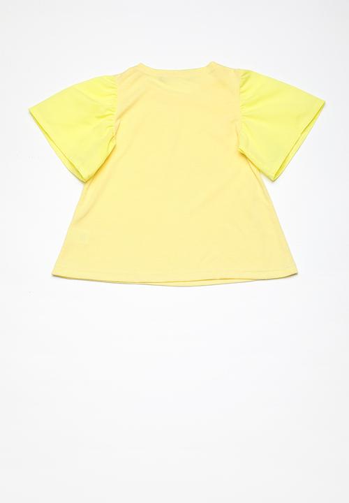 Superbalist - Woven knit ruffle tee - yellow