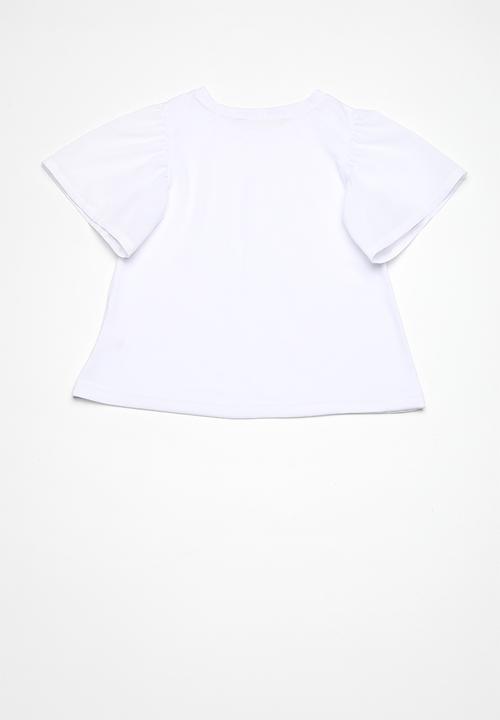 Superbalist - Woven knit ruffle tee - white
