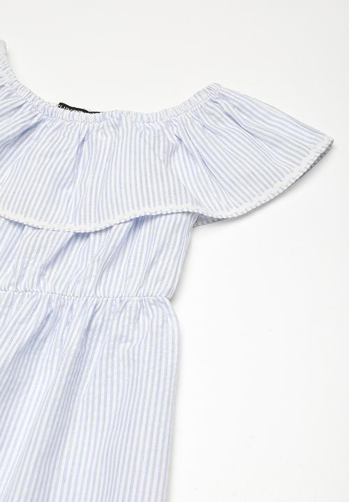 Superbalist - Frill ric rac stripe dress - blue