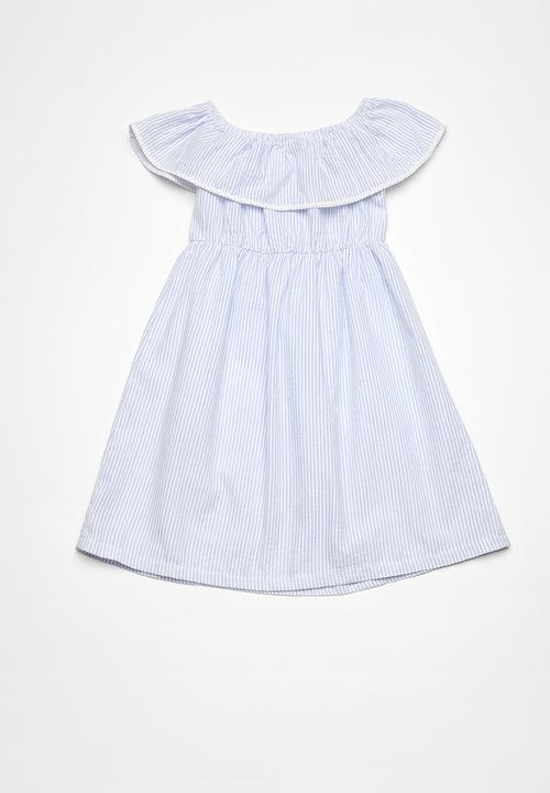 Superbalist - Frill ric rac stripe dress - blue