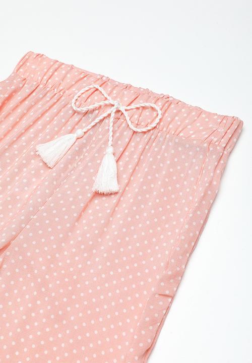Superbalist - Kids girls harem pants - pink & white 
