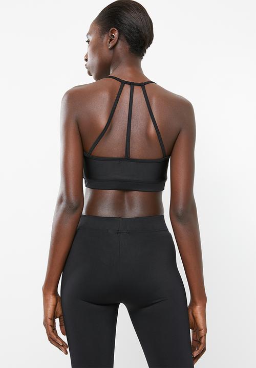 Superbalist - Strappy printed yoga crop bra - black & purple 