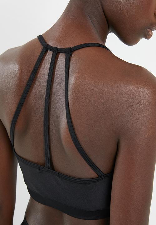 Superbalist - Strappy printed yoga crop bra - black & purple 
