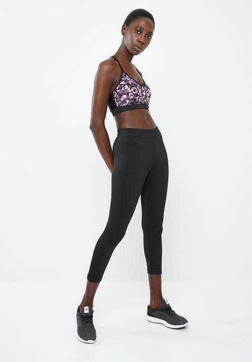 Superbalist - Strappy printed yoga crop bra - black & purple 