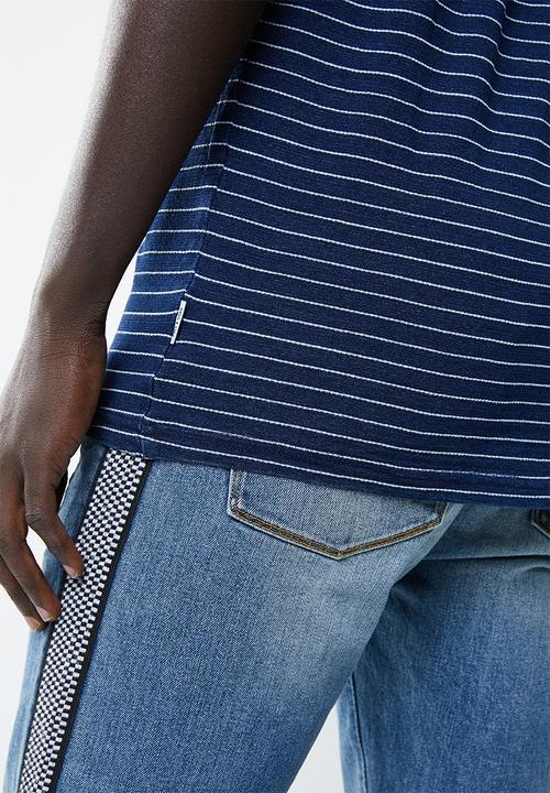 Only & Sons - Indigo chi stripe tee - navy