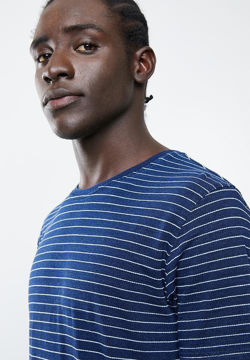 Only & Sons - Indigo chi stripe tee - navy