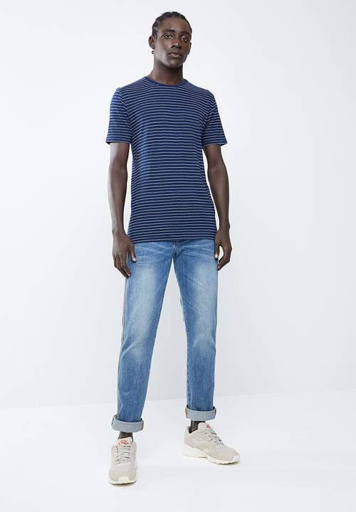 Only & Sons - Indigo chi stripe tee - navy