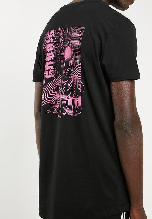 Superbalist - Curved hem longline tee printed - black 