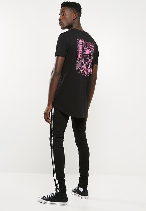 Superbalist - Curved hem longline tee printed - black 