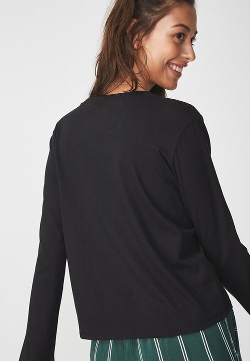 Cotton On - Tbar tammy chopped graphic long sleeve - black