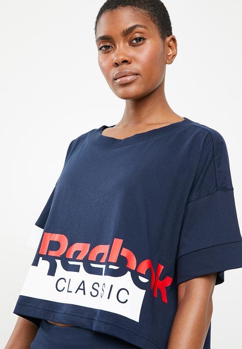 Reebok Classic - Cropped tee - navy & white
