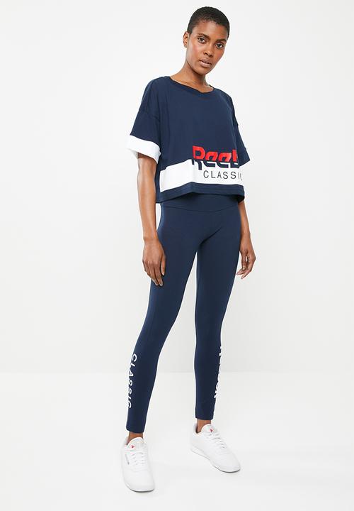 Reebok Classic - Cropped tee - navy & white