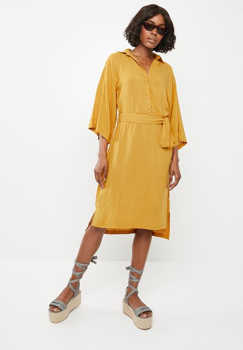 STYLE REPUBLIC - Self-tie shirt dress - yellow