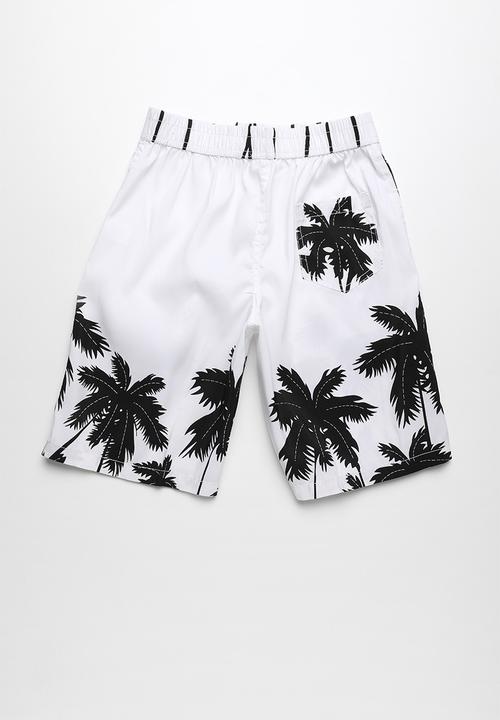 Pop Candy - Palm tree boardshorts - white