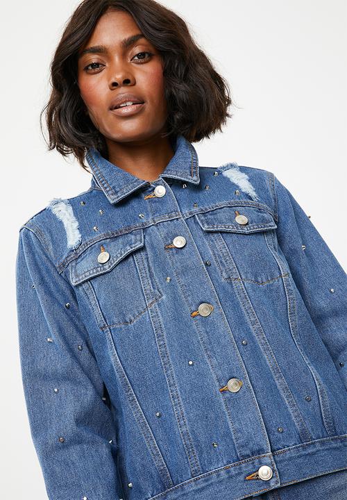 STYLE REPUBLIC - Studded trucker denim jacket - blue