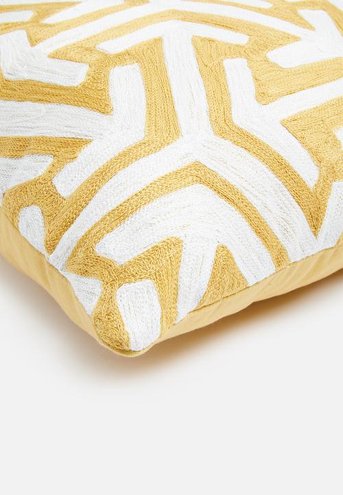 Sixth Floor - Kari woven cushion cover - yellow & white