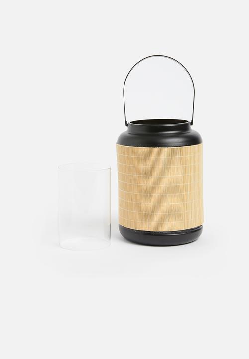 Present Time - Lines bamboo lantern - medium black