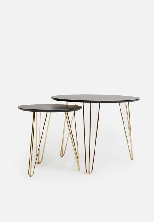 Present Time - Sparks table set - black & gold plated legs