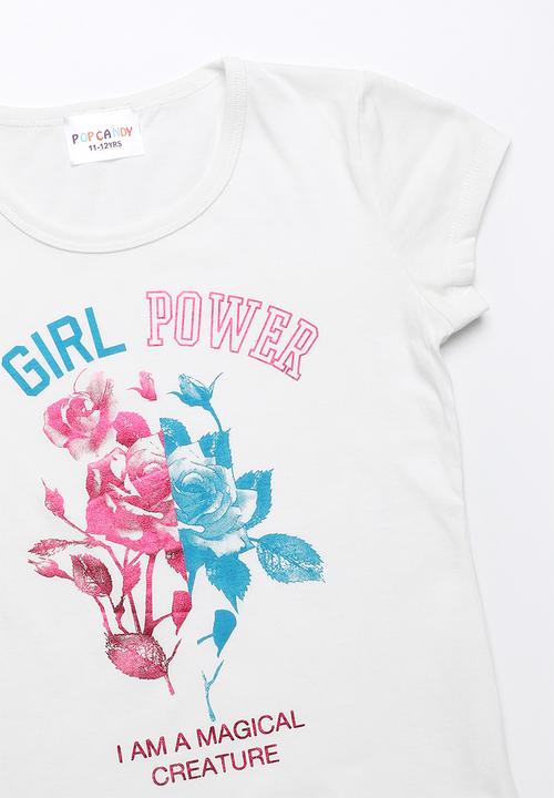 Pop Candy - Girl power printed short sleeve tee - white