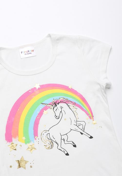 Pop Candy - Unicorn printed short sleeve tee - white