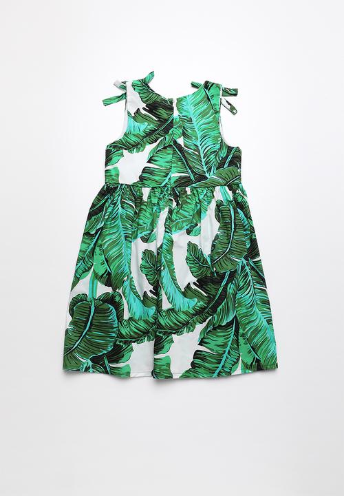 Pop Candy - Palm leaf printed dress - green