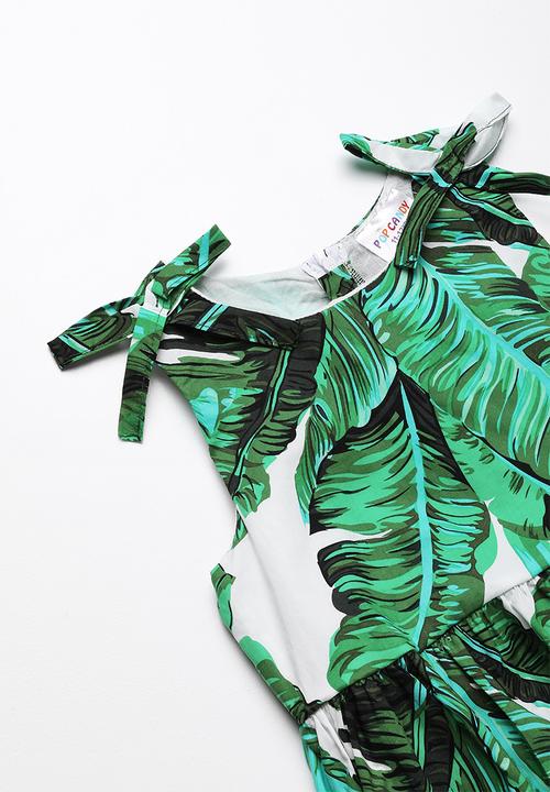 Pop Candy - Palm leaf printed dress - green