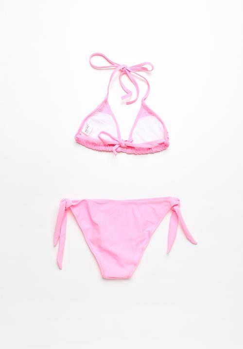 Pop Candy - Frilled halter bikini - pink