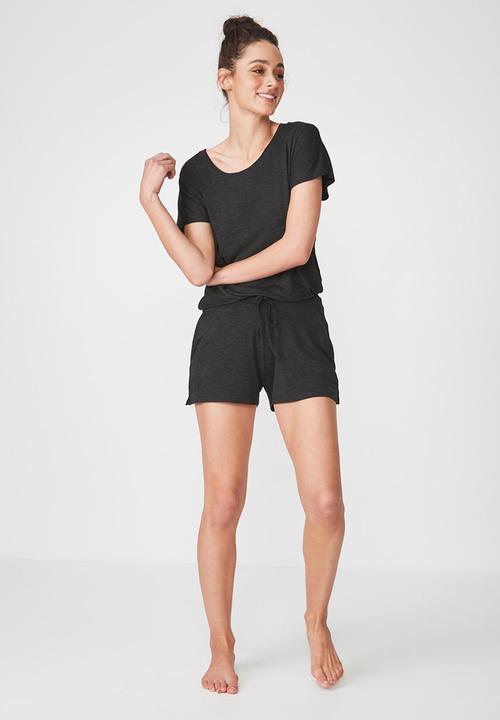 Cotton On - Sleep recovery cap sleeve tee - black 