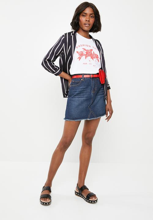 STYLE REPUBLIC - Rip and repair mini skirt - blue