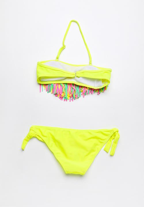 Pop Candy - Fringed banded bikini - yellow