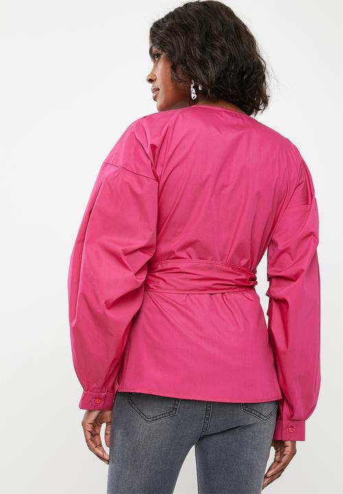 STYLE REPUBLIC - Volume sleeve wrap blouse - pink