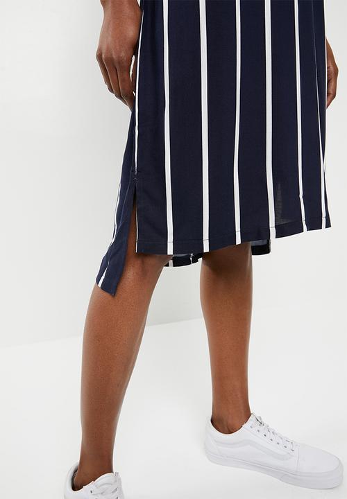 STYLE REPUBLIC - Self-tie shirt dress - navy and white stripe