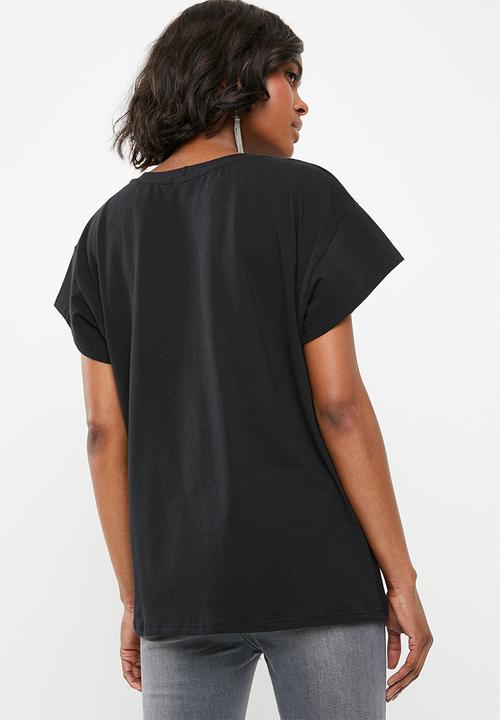 STYLE REPUBLIC - Boxy dropped shoulder T-shirt - black