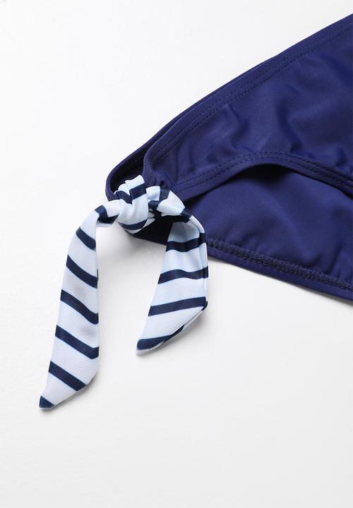 Pop Candy - Printed colour block bikini - navy