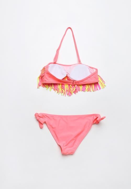 Pop Candy - Fringed banded bikini - pink