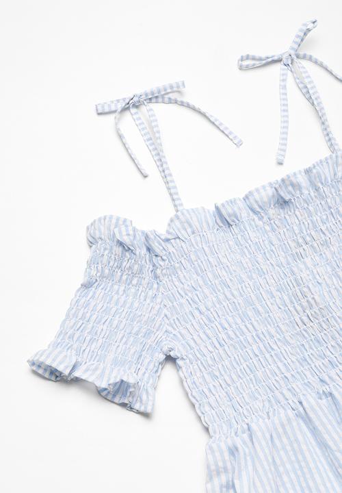 Pop Candy - Cold shoulder elasticated dress - blue