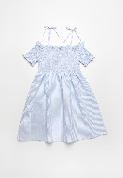 Pop Candy - Cold shoulder elasticated dress - blue