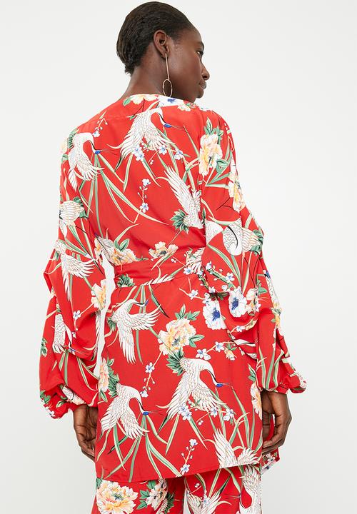 STYLE REPUBLIC - Volume wrap kimono jacket - red 
