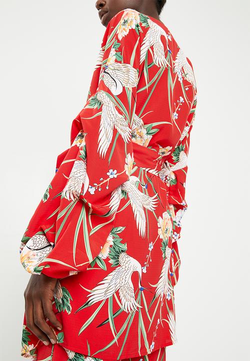STYLE REPUBLIC - Volume wrap kimono jacket - red 