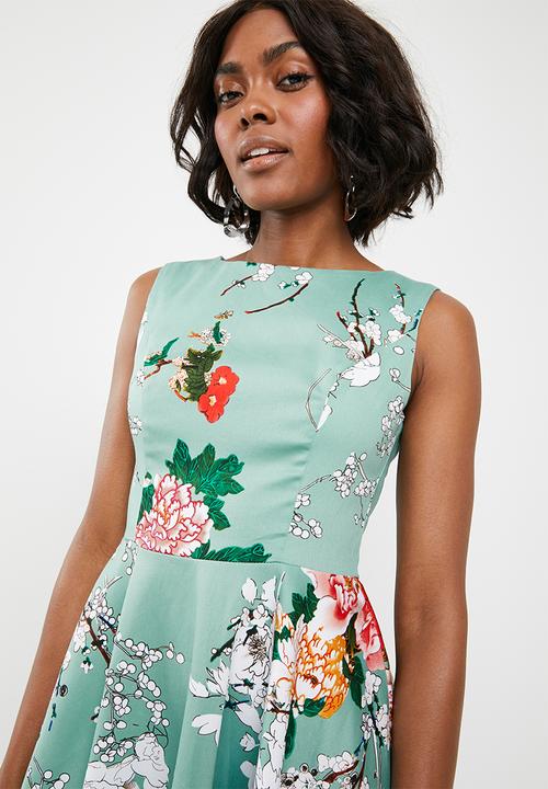 Revenge - Floral fit and flare dress - blue