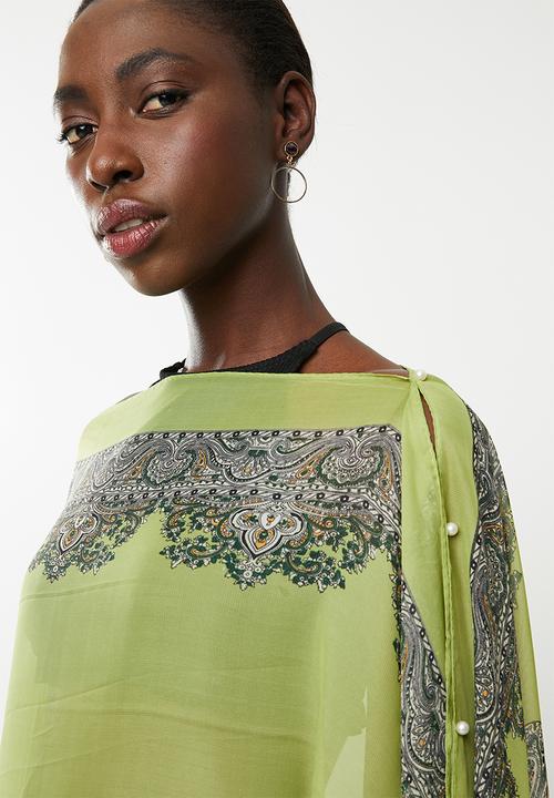 Lithe - Border print kaftan - green