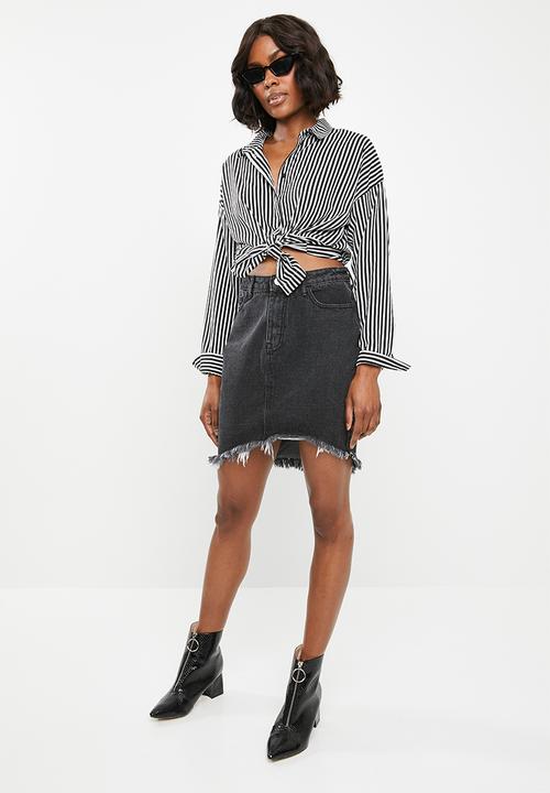 Missguided - Tall dip hem midi skirt - black 