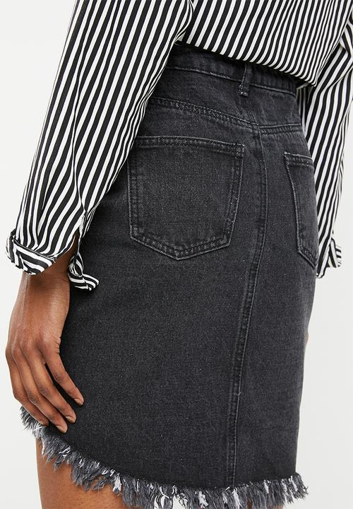 Missguided - Tall dip hem midi skirt - black 