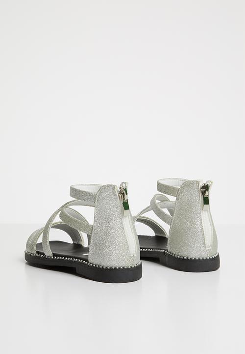 Pop Candy - Kids glitter gladiator flat sandal - silver