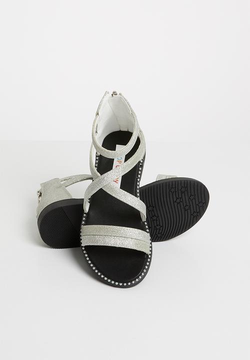 Pop Candy - Kids glitter gladiator flat sandal - silver